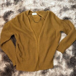 Carly Jean Mustard Open-Front Cardigan
